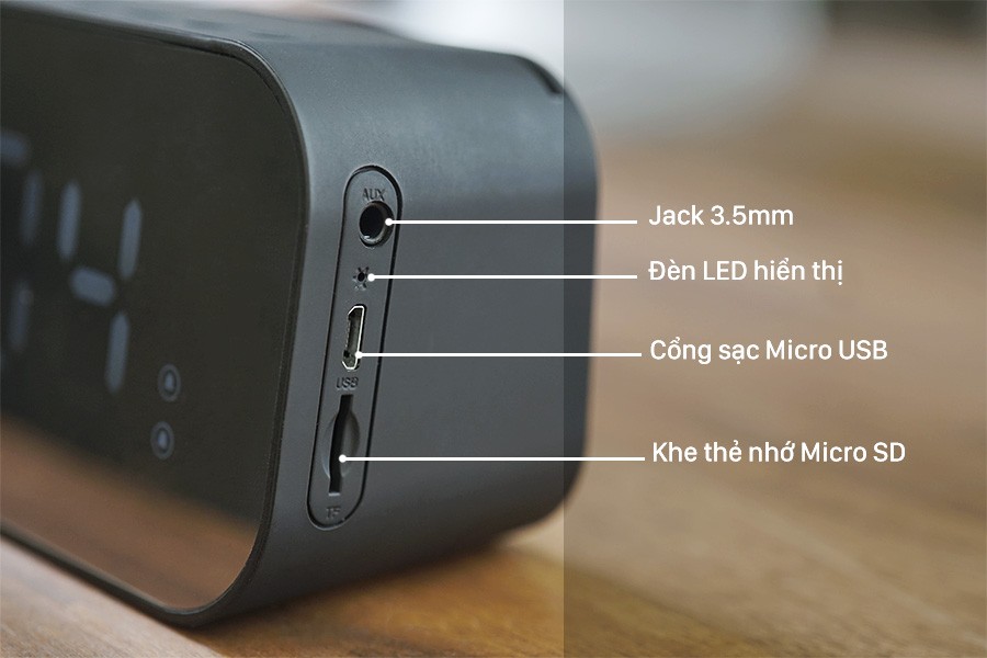 Loa Bluetooth Mặt Gương Kiêm Đồng Hồ Báo Thức HAVIT M3 PLUS (Nghe nhạc USB, thẻ TF, Kết nối Bluetooth 4.2, AUX 3.5 Nghe FM, Báo thức, nhiệt độ) - Hàng chính hãng