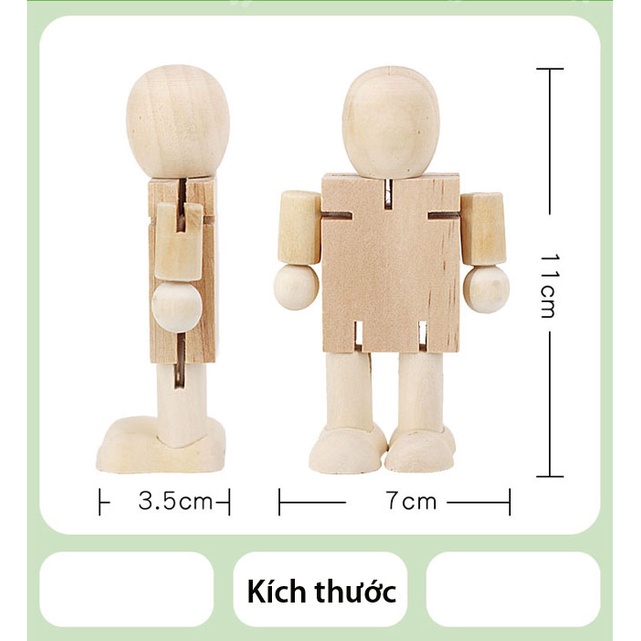 Đồ chơi trí tuệ - Búp bê gỗ cho bé tô màu sáng tạo