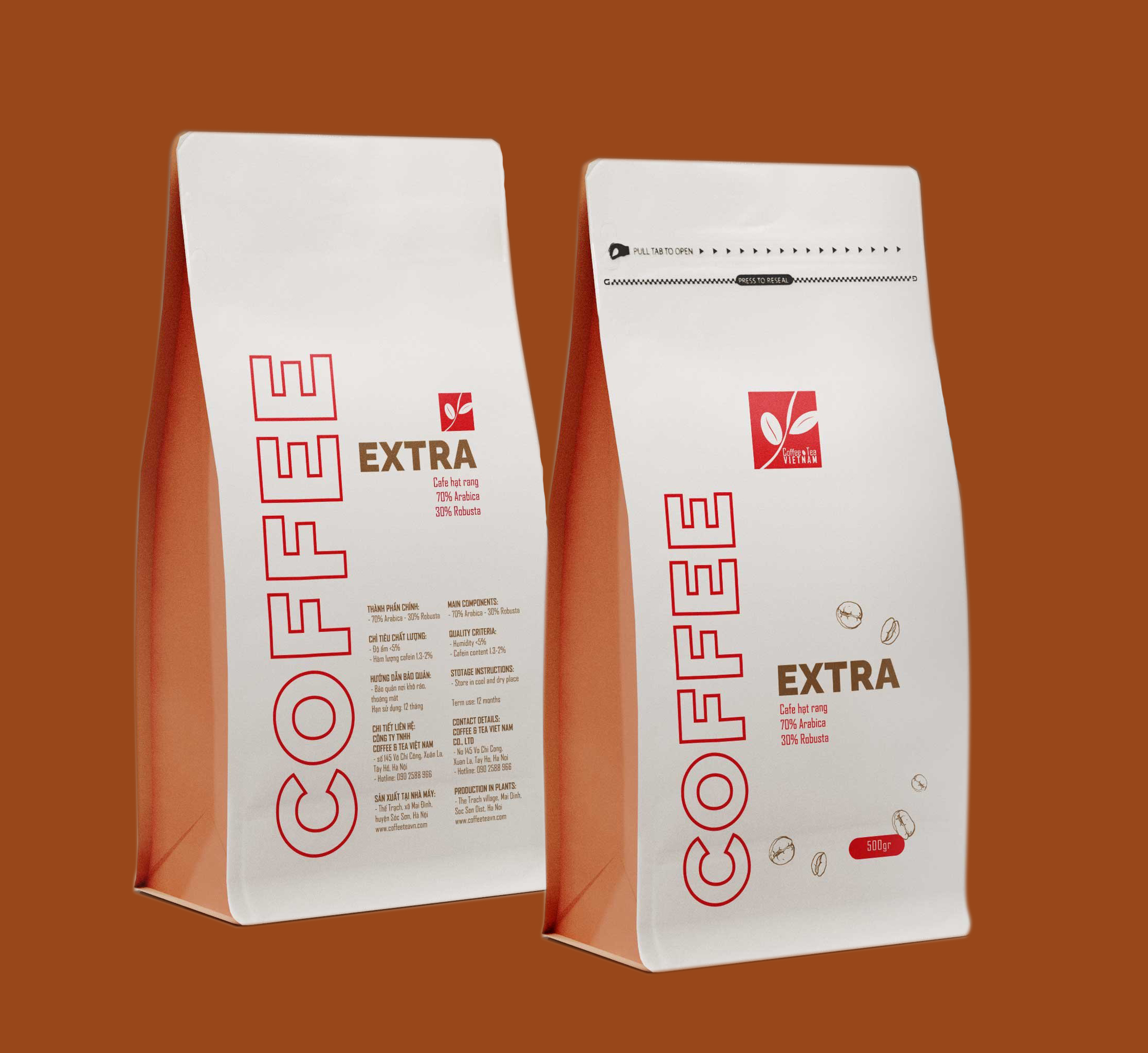 Cà phê hạt rang Extra  gói 500Gr