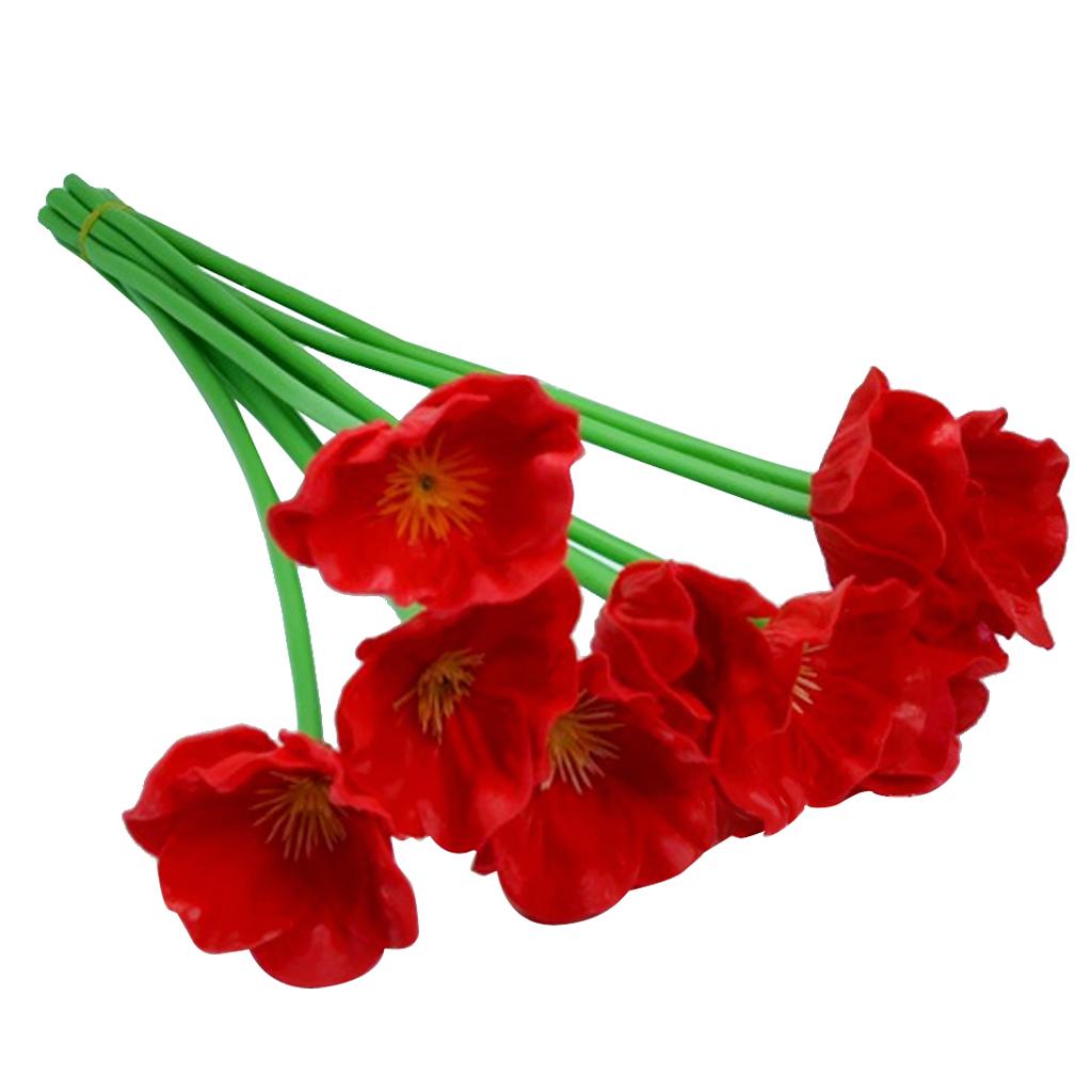 6x Artificial Plant Flower Cherry Blossom Bouquet Home Wedding Decor red