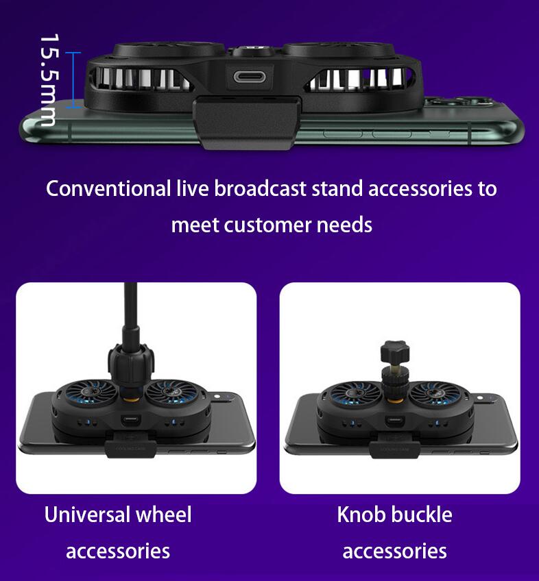 Mobile Phone Double Fan Radiator Phone Holder Cooling Pad Gamepad Controller Heat Sink Gaming Universal Phone Cooler For iphone