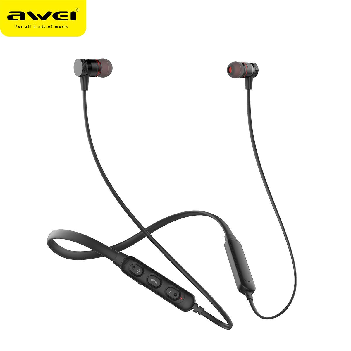 Giao hàng nhanh AWEI tư nhân mẫu treo cổ hút nam châm tai nghe bluetooth thể thao kép cuộn dây năng động tai nghe không dây