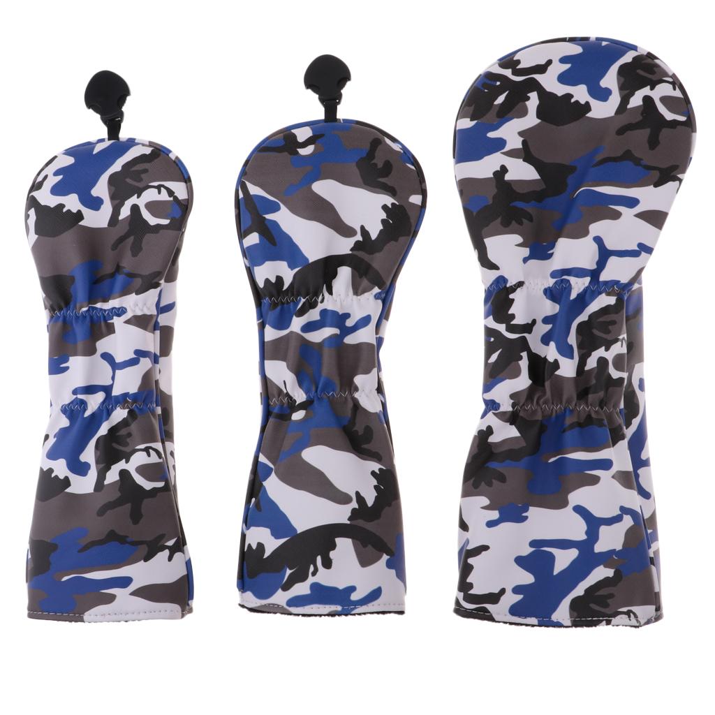 3Pcs Waterproof Premium PU Golf Headcover No. 1 3 5 Wood Driver Protector Set & Interchangeable No. Tag
