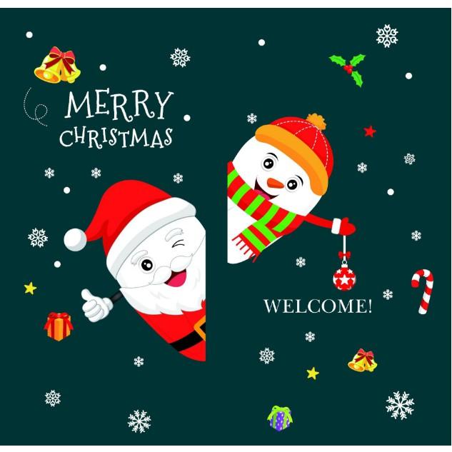 Decal trang trí Giang Sinh - Ông gia Noel chào bạn