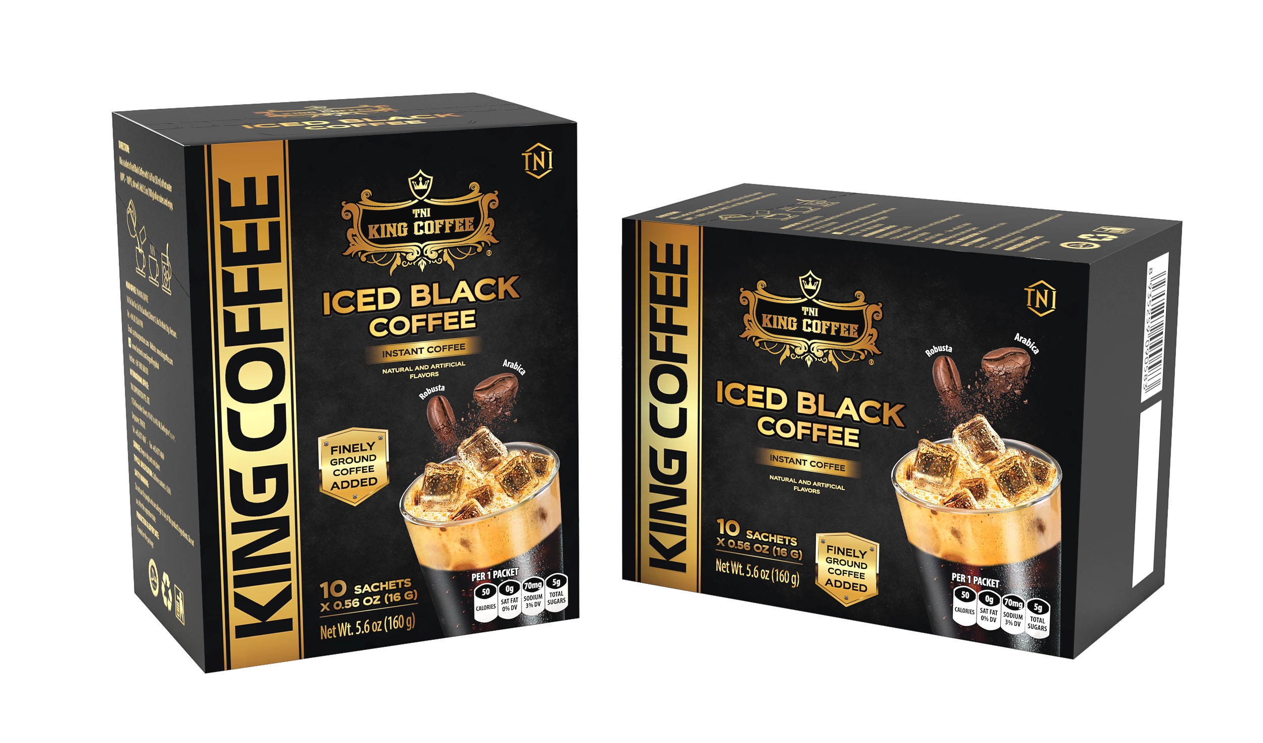 King Coffee Cà Phê Hòa Tan Đen Đá - Có Đường - Hộp 160g Mạnh như cà phê rang xay