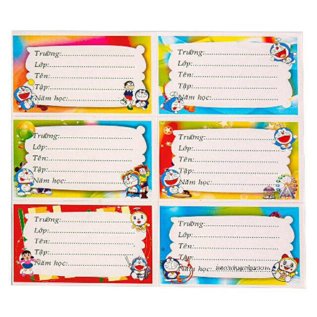 Set 30 : Nhãn vở dán học sinh nhiều hình sinh động