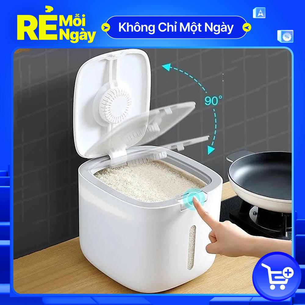 Thùng Đựng Gạo Cao Cấp 5kg & 10kg - Thùng Đựng Gạo Nắp Đậy Thông Minh, Thiết Kế Hiện Đại & Đẹp Mắt, Chất Liệu ABS &PP An Toàn Chống Nước, Chống Ẩm Mốc, Mối Mọt - Hàng Nhập Khẩu