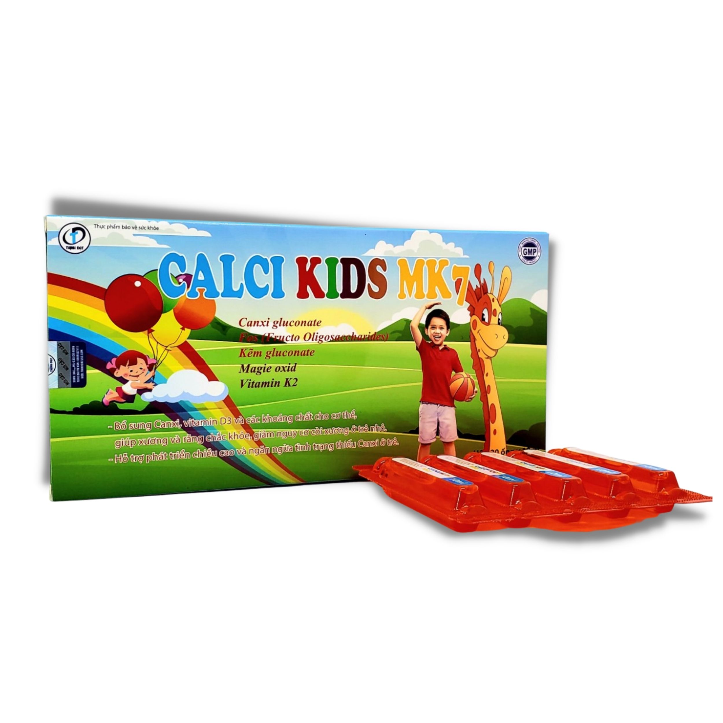 CALCI KIDS MK7 - Bổ sung Canxi, bổ sung Vitamin và các khoáng chất cho cơ thể (Hộp 20 ống x 20 ml)