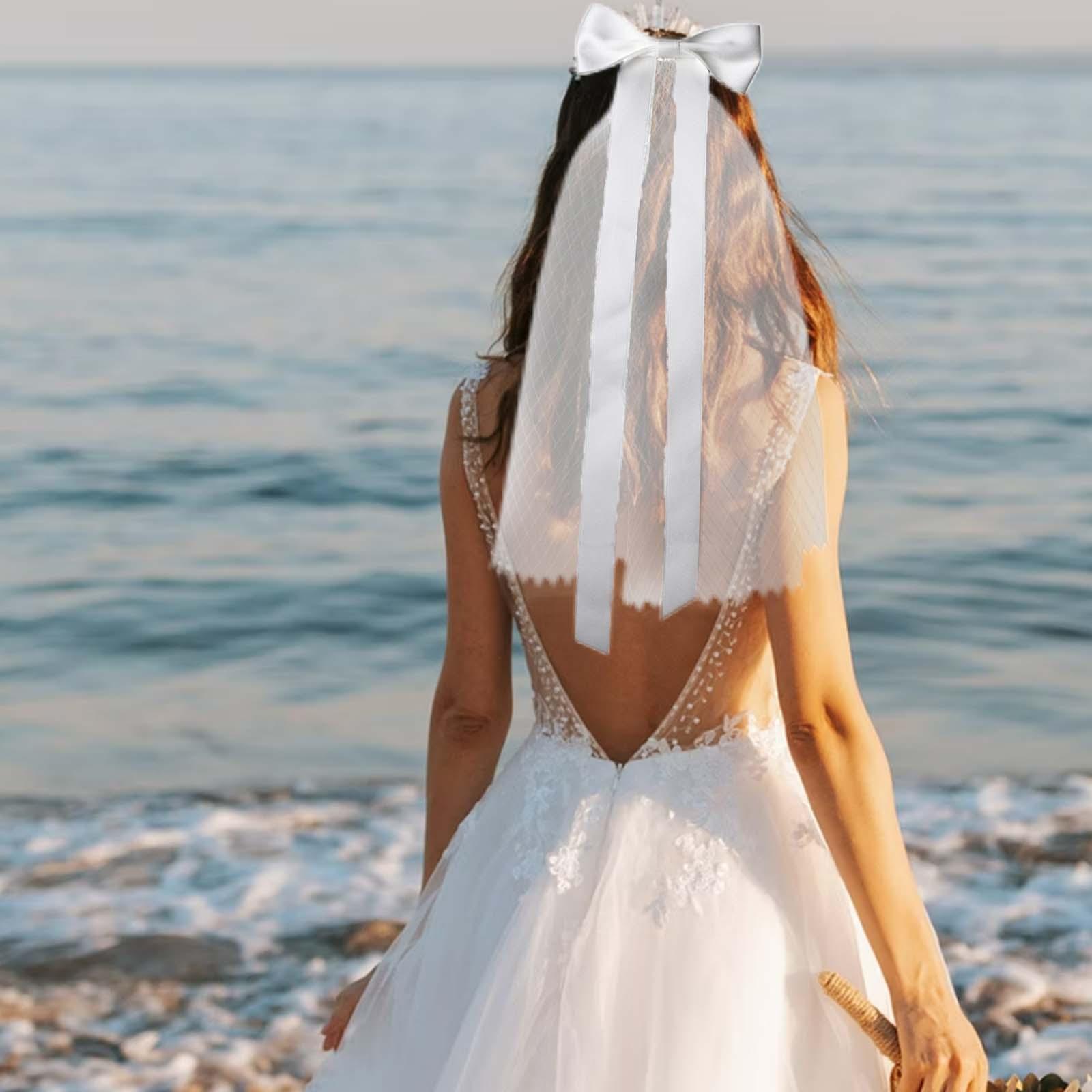 Bridal Short Tulle  Headdress White Headwear for Wedding Engagement