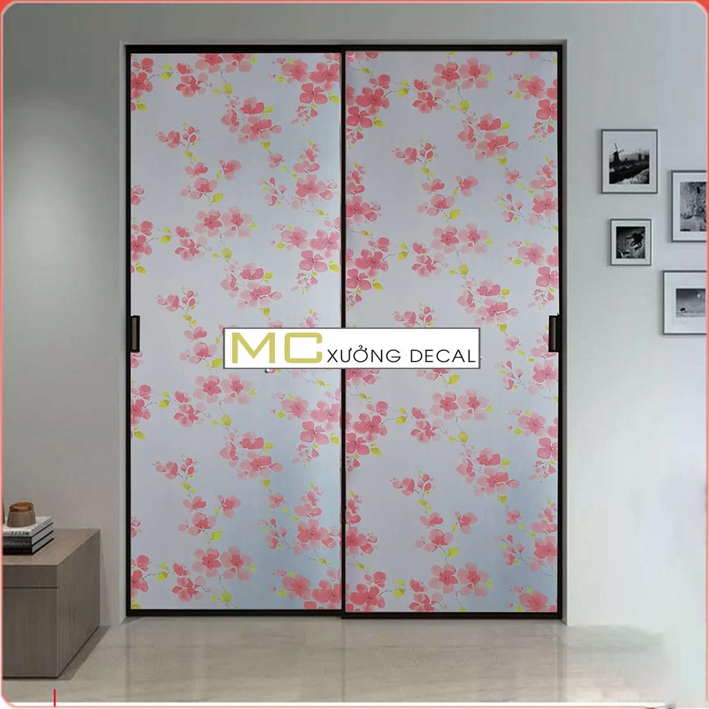 Giấy Dán Kính Hoa Đào T017 khổ 90x100cm decal làm mờ kính, cản nắng chống nhìn trộm