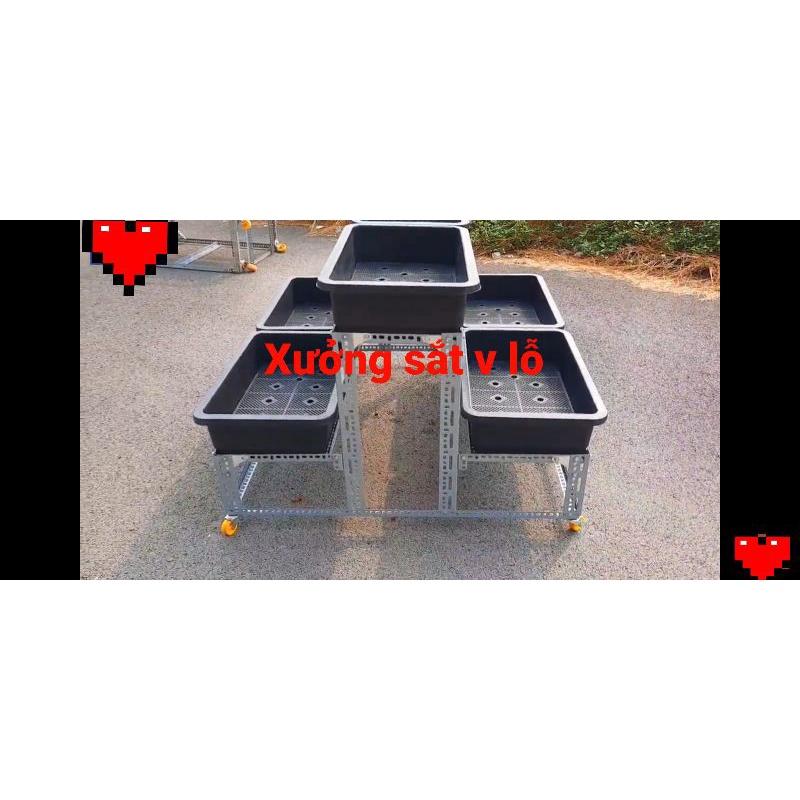 Kệ sắt v lỗ trồng rau Thông Minh 2 Tầng 6 khay