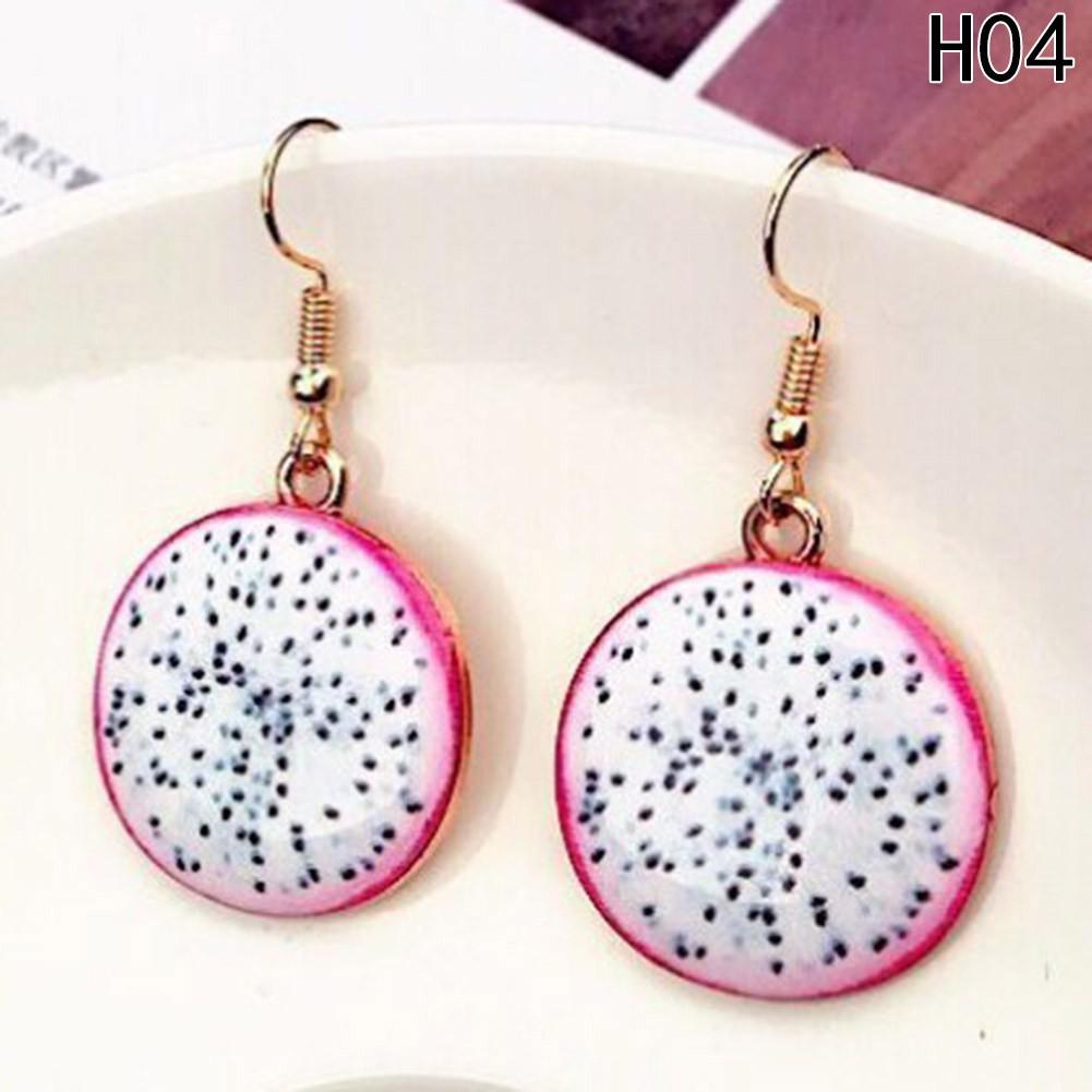 Bông tai hoạ tiết hoạt hình trái cây nhiều màu sắc - giao theo mẫu - BT051