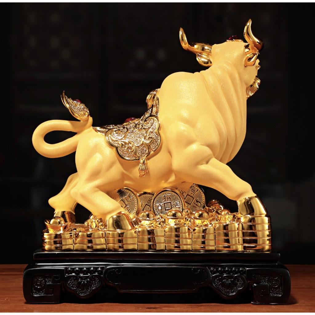 Tượng Trâu Vàng Mang Tài Lộc May Mắn Cho Gia Chủ Trong Năm Tân Sửu 2021 size 24.5x14.5x25.5cm