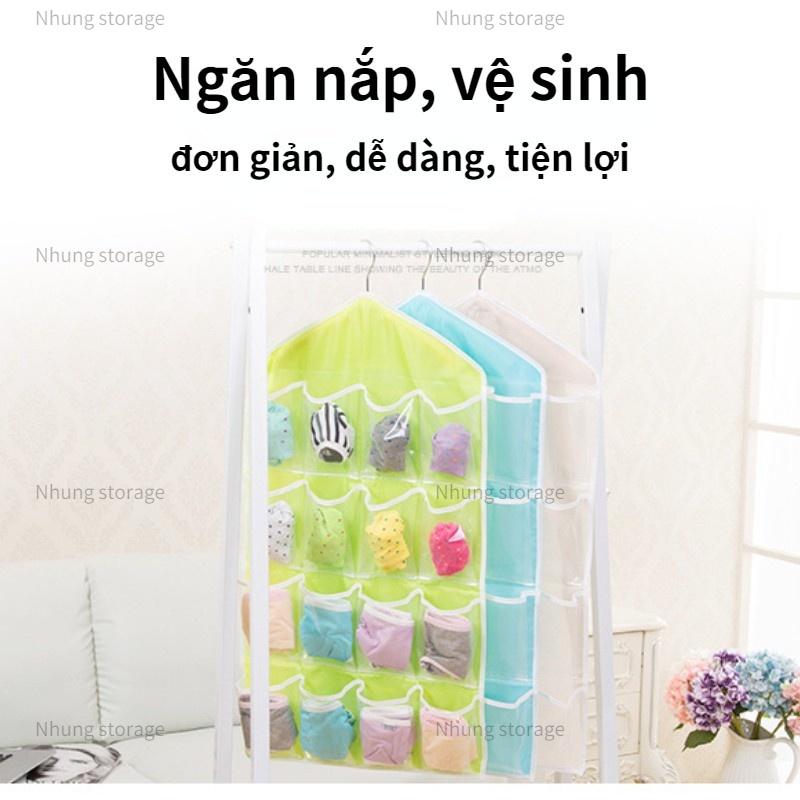 Túi Treo Đồ 16 Ngăn Trong Suốt Tiện Dụng Túi Đựng Đồ Lót, Tất, Vớ Chia Ngăn Đa Năng