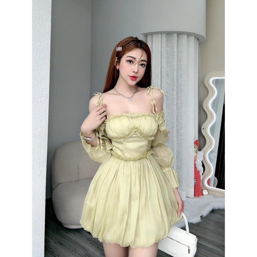 VÁY ĐI CHƠI, VÁY ĐI TIỆC, VÁY CÚP NGỰC TRỄ VAI 2S DÁNG BÍ XÒE CÓ LỚP LÓT CỰC XINH IU