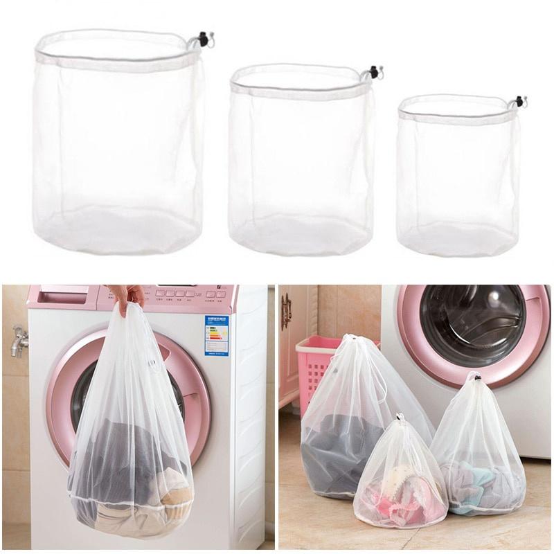 Túi giặt lưới có dây rút túi giặt lưới nylon cho đồ lót, vớ, quần áo dùng cho máy giặt 3 kích cỡ.