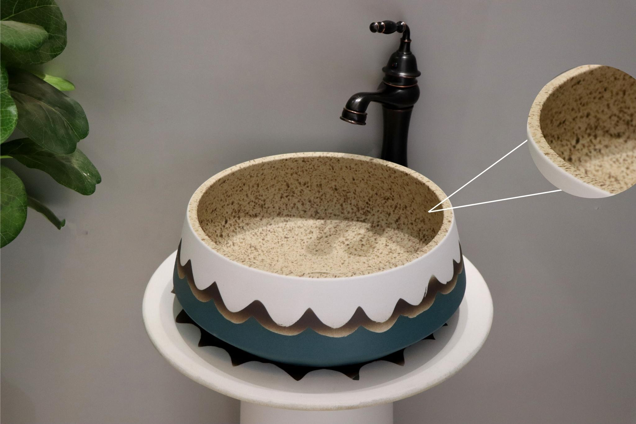 Chậu sứ mỹ thuật lavabo có chân EVEREST EV-CĐC06