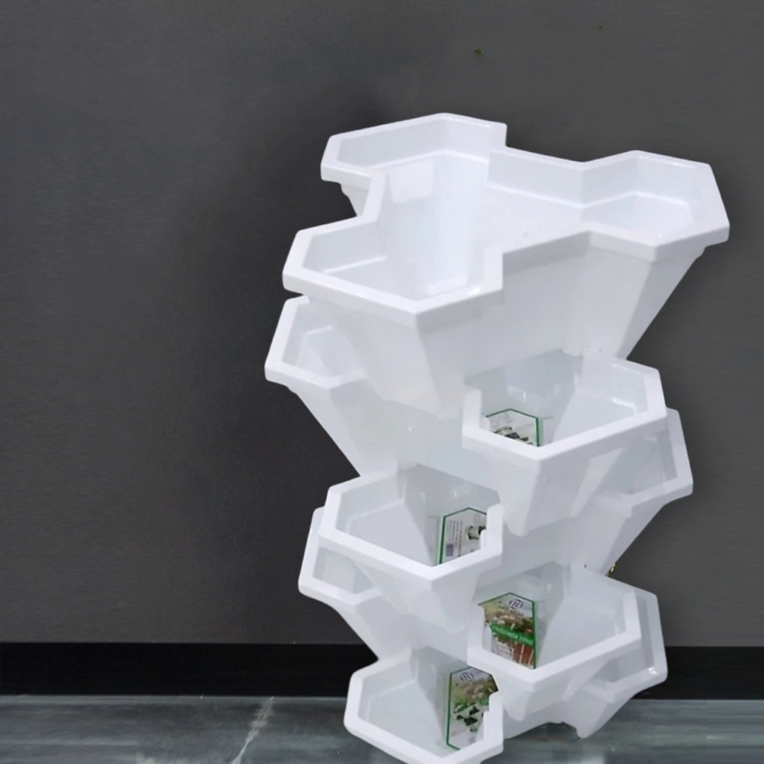 THÁP TRỒNG RAU HỮU CƠ 10 TẦNG 10 CHẬU TRỒNG, RAU HOA, DÂU TÂY, ĐỘ BỀN CAO, CHẤT LIỆU TỐT, AN TOÀN HIỆU QUẢ - MÀU TRẮNG