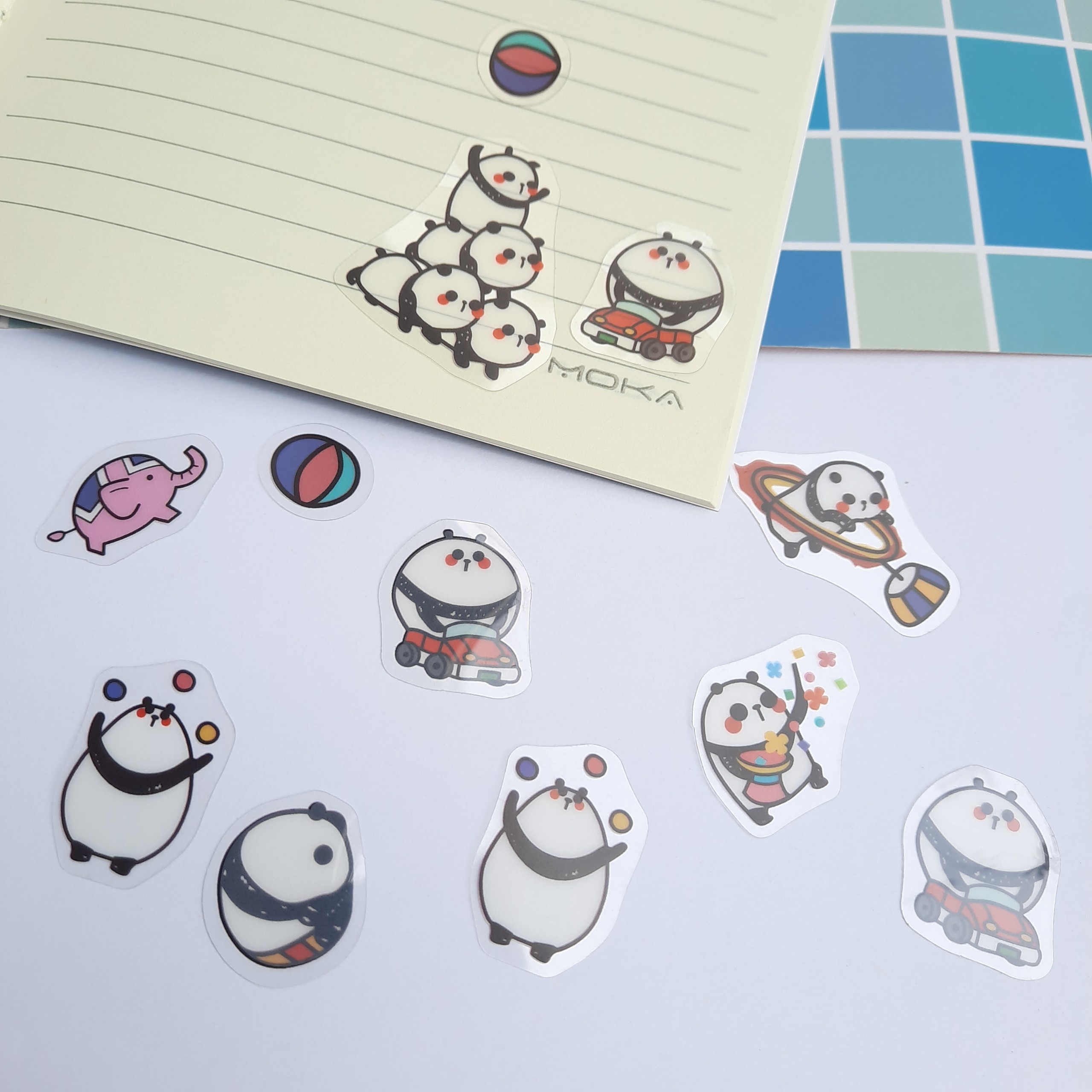 Bộ 40 Sticker Hình Dán Mini Gấu Trúc Làm Xiếc