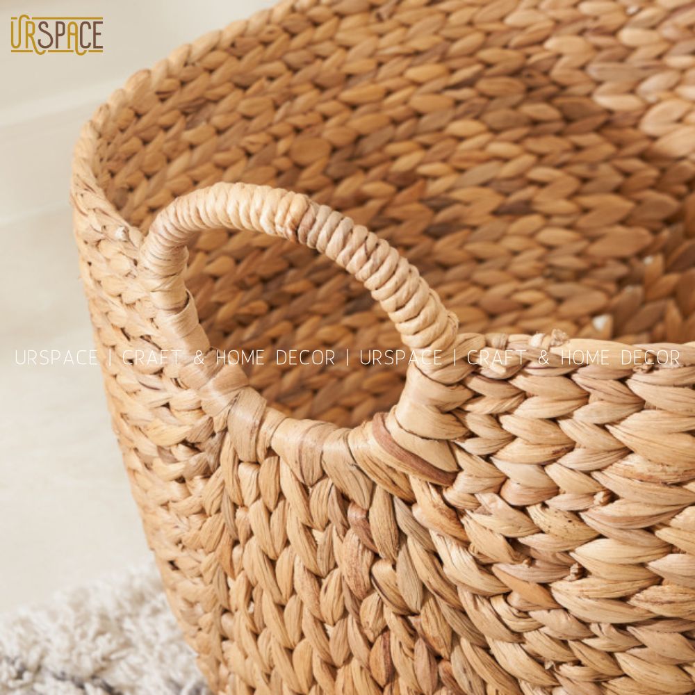 Giỏ lục bình đan đựng đồ URSPACE hình ovan có quai cầm đựng sách báo đồ chơi/ HYACINTH STORAGE CURVED BASKET
