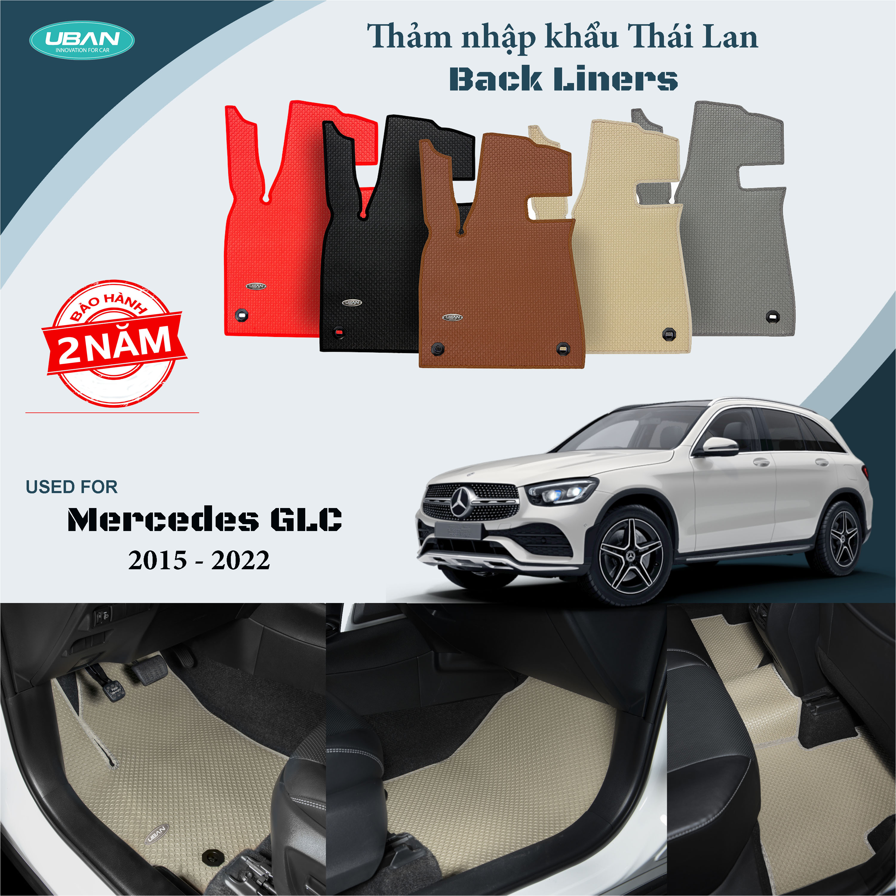 Thảm lót sàn ô tô Uban cho xe Mercedes Benz GLC - Nhập khẩu Thái lan