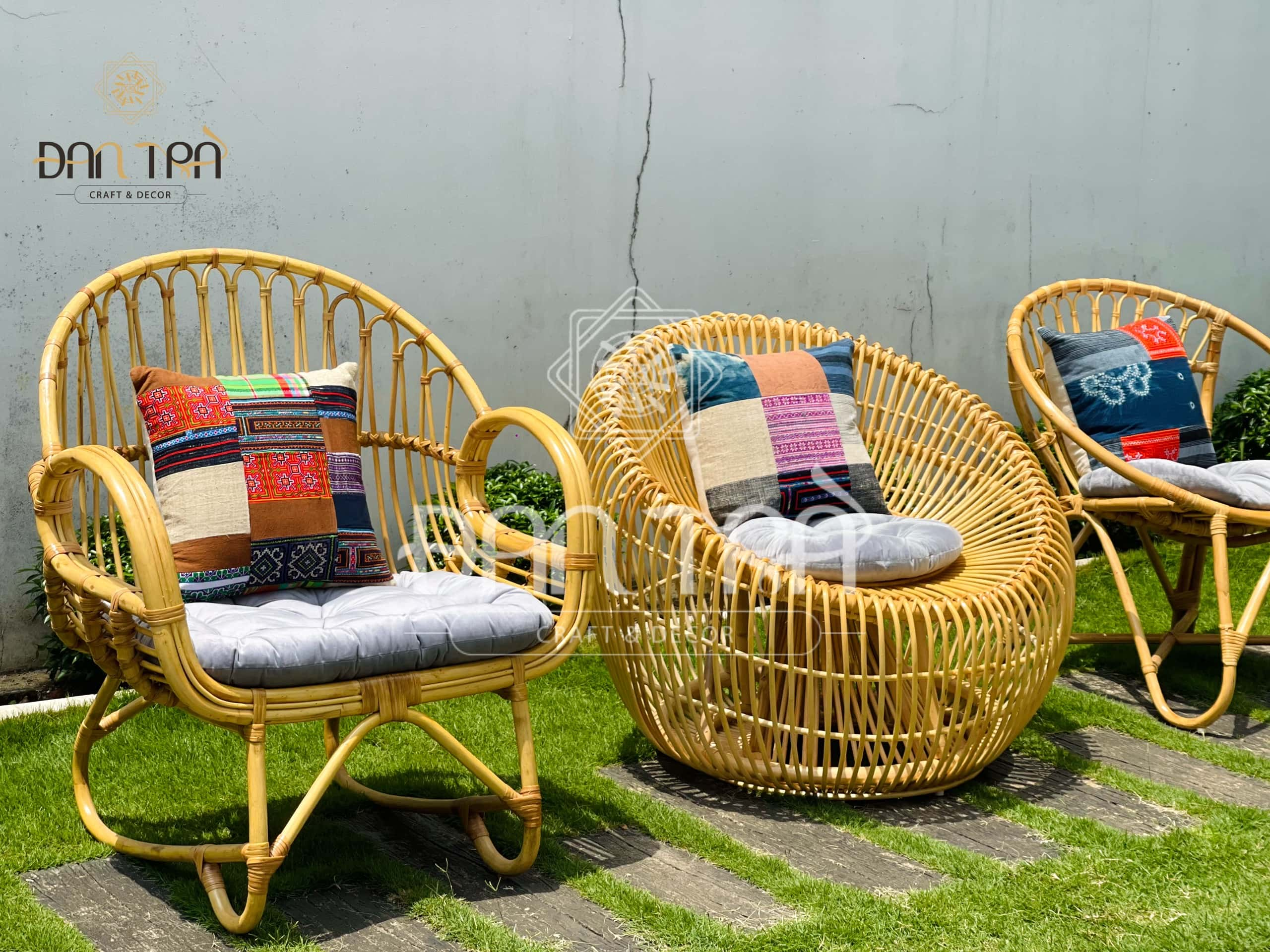 Bộ Bàn Ghế Mây Tự Mix Tại  Đan Trà- Bộ Sofa Mây Tre Vintage- Bộ Bàn Ghế Mây Nhỏ Gọn Uống Trà- Nội Thất Mây Tre Đan Trà