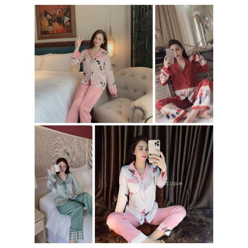 Bộ Đồ Pijama Bộ lụa Latin dài tay