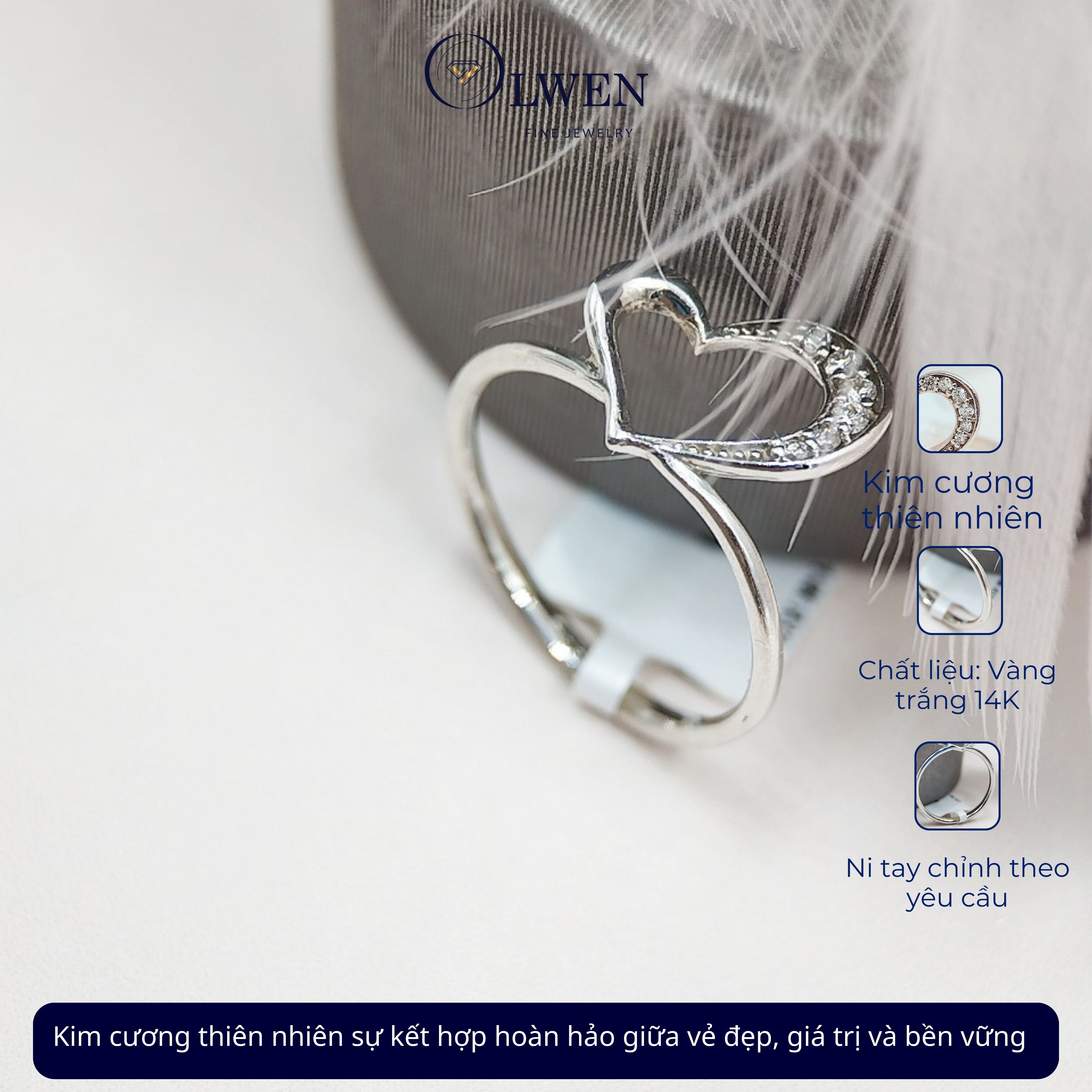 Nhẫn Kim cương HK 14K HK Olwen HA-R000033