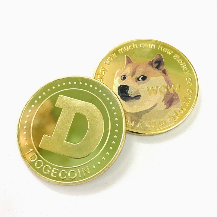 Xu kỷ niệm Dogecoin Vàng Dùng để sưu tầm, giải trí trang trí bàn sách, bàn làm việc, làm quà tặng dễ thương ý nghĩa, kích thước 4cm, màu vàng - TMT Collection - SP005311