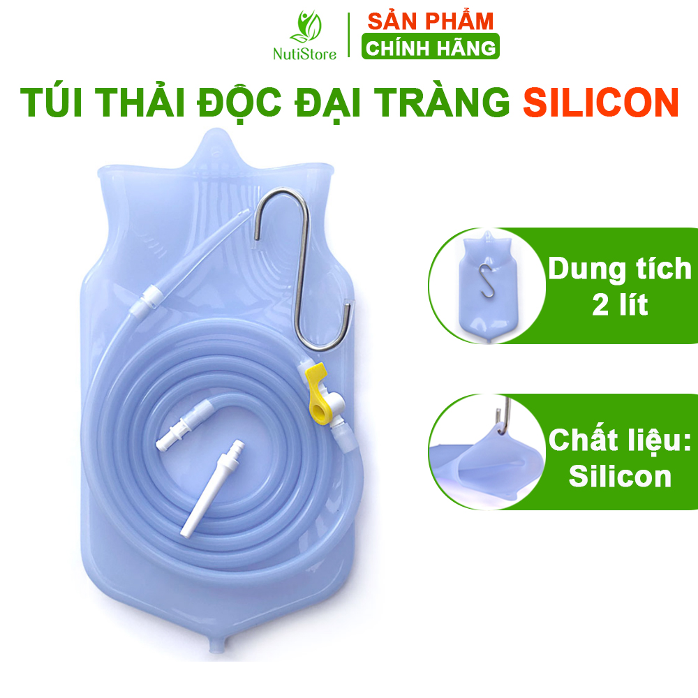 Túi thải độc đại tràng Silicon, bộ túi dùng bền và lâu (không kèm cọ rửa); thụt tháo đại tràng, coffee enema