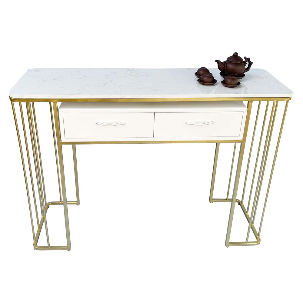 Bàn console, bàn trang trí mặt đá trắng khung sơn vàng Juno sofa CSTCT019 120x30x85 cm nhiều màu lựa chọn