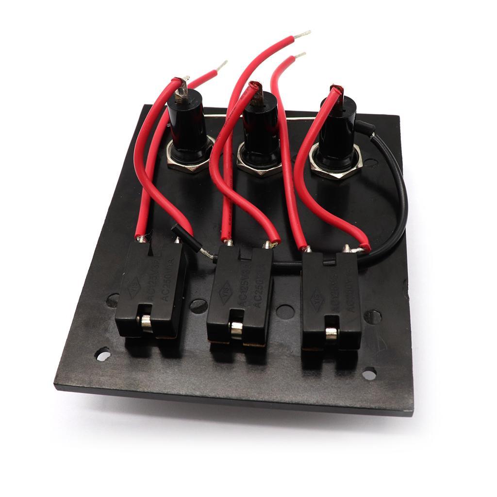 3 Gang ABS Boats Classic Toggle Switch Panel with 5A Fuses DC 12V