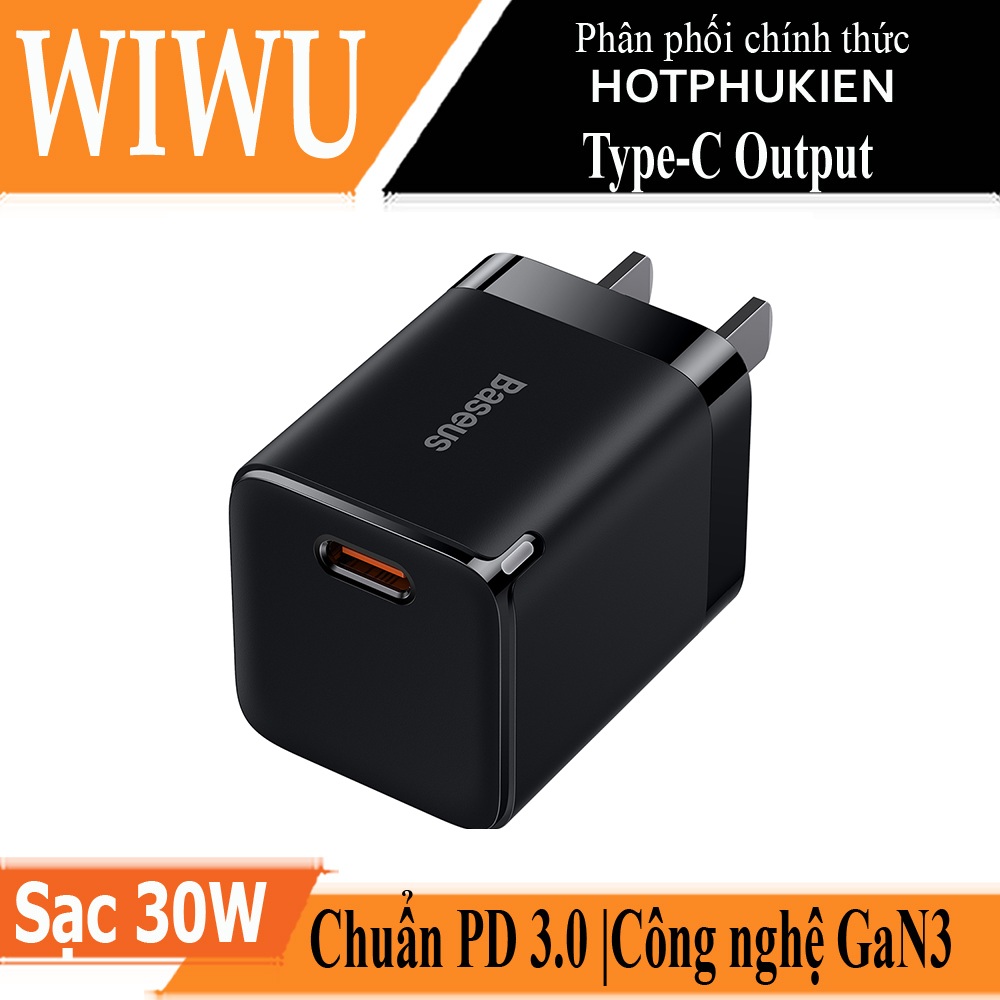 Cóc củ sạc Type C sạc nhanh 30W chuẩn PD 3.0 Type-C hiệu Baseus GaN3 Quick Charger 1C cho iPhone / iPad / Smartphone Android - hàng nhập khẩu