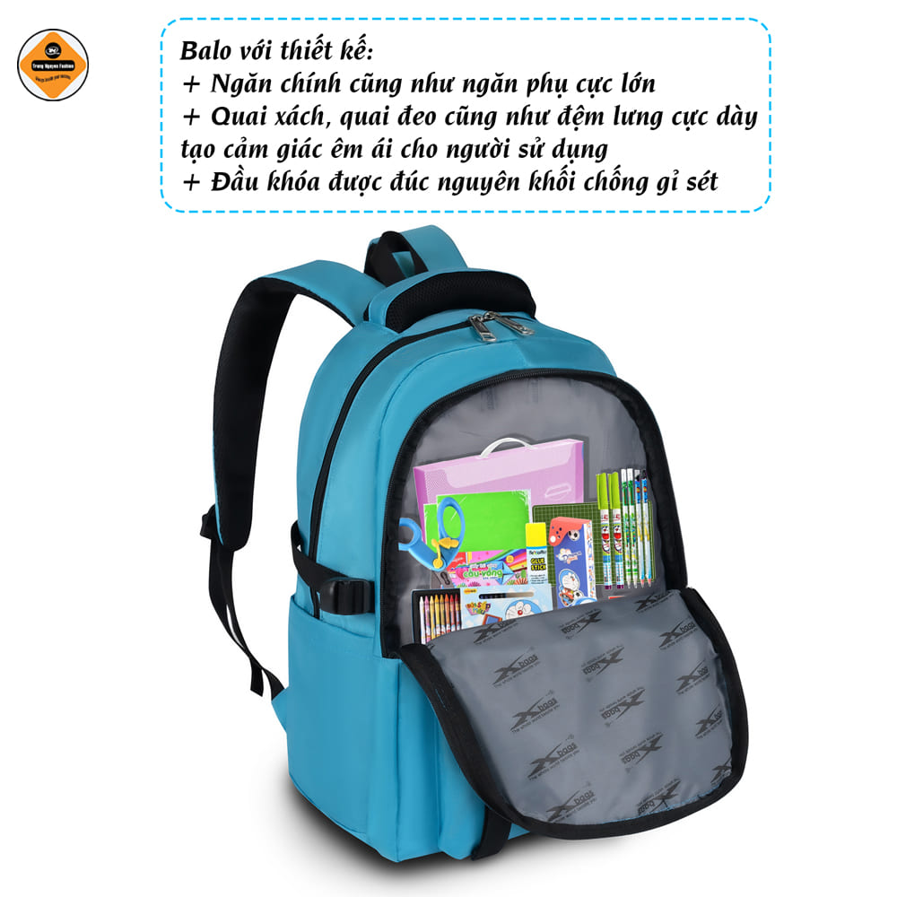 Balo học sinh thời trang chống nước Xbags Sea Blue – Balo học sinh đa năng đi học đi làm, thiết kế trẻ trung năng động cao cấp XB 3201