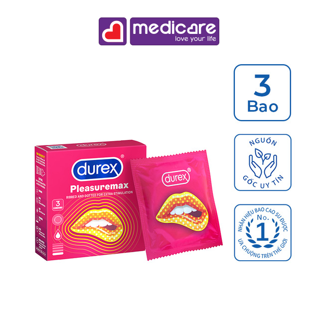 0092330 DUREX Bao Cao Su Pleasuremax Hộp 3 cái