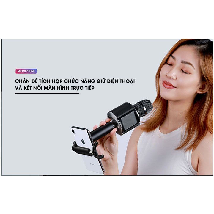 Micro Karaoke Bluetooth Remax K05 tích hợp giá đỡ điện thoại - Hàng nhập khẩu