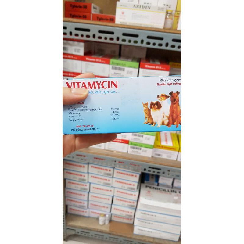 1 hộp 30 gói vitamycin hỗ trợ vật nuôi đi ngoài