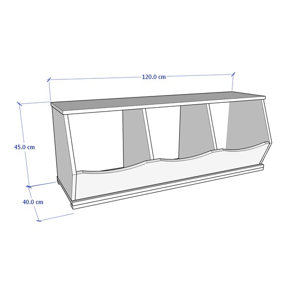 MELIA, Tủ 3 ngăn gợn sóng lưu trữ đồ chơi cho trẻ STO_091, 120x38x45cm