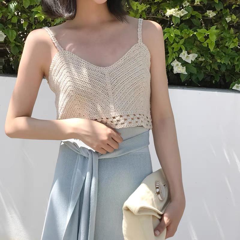 Áo 2 dây đan móc đi biển siêu xinh