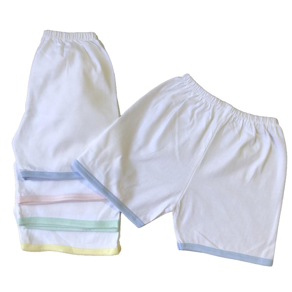 COMBO GIÁ SỈ - 10 Quần đùi sơ sinh trắng viền màu JOU - 100% cotton cao cấp mềm, min, thoáng mát, hàng Việt Nam