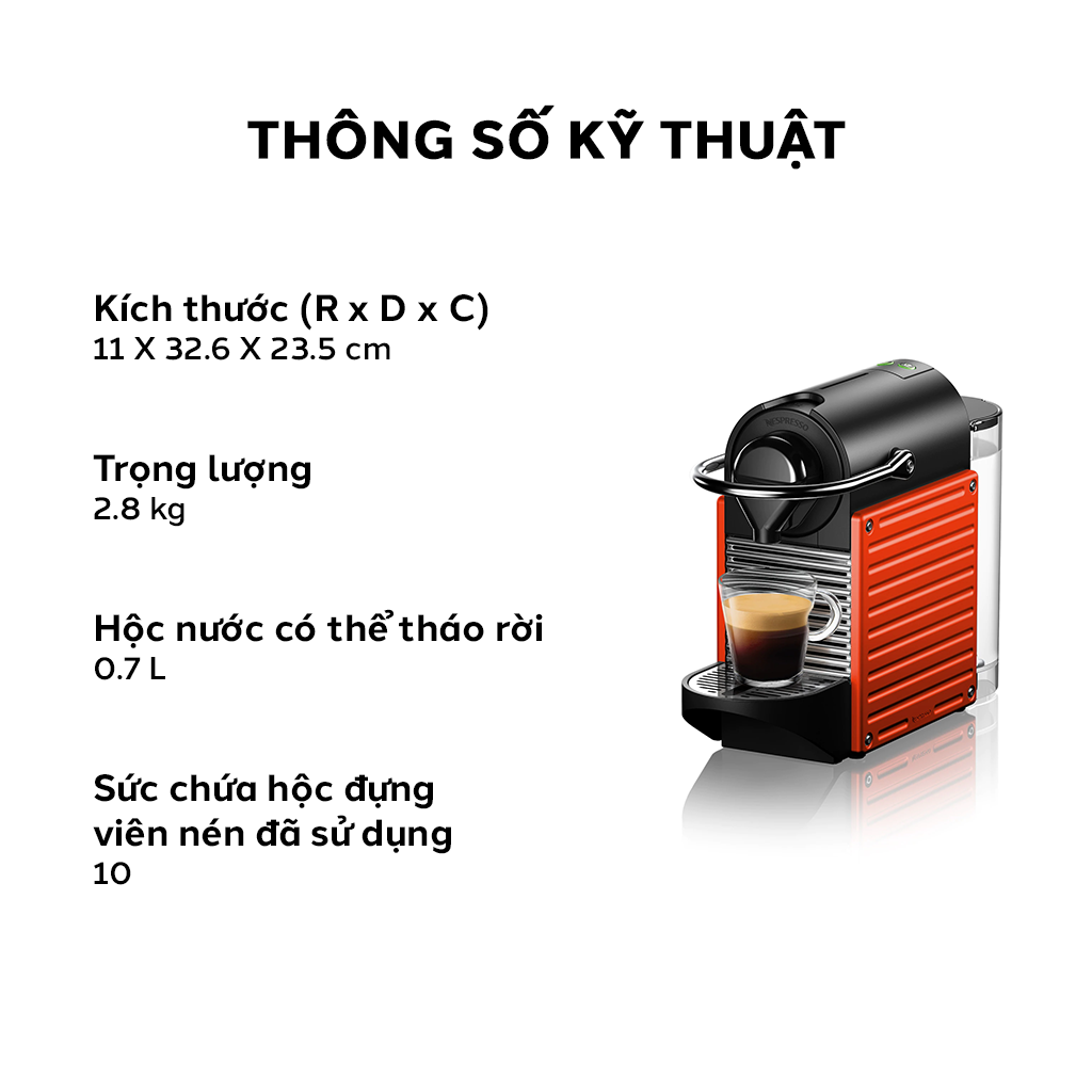 Máy Pha Cà Phê Viên Nén Nespresso Pixie, Coffee Machine, Máy Pha Cafe Tự Động, 0.7L, Kiểu Dáng Hiện Đại,  Nhập Khẩu