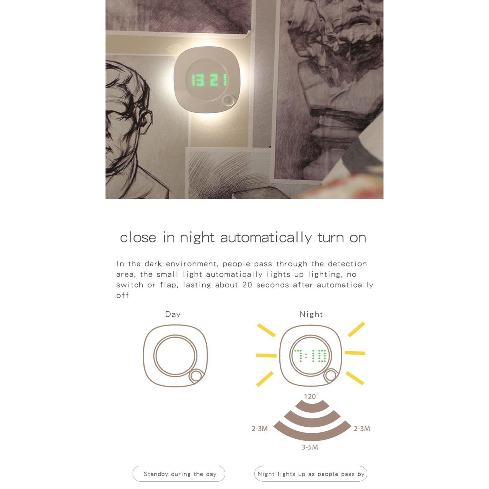 Motion Sensor Led Night Light Backlight Wall Clock