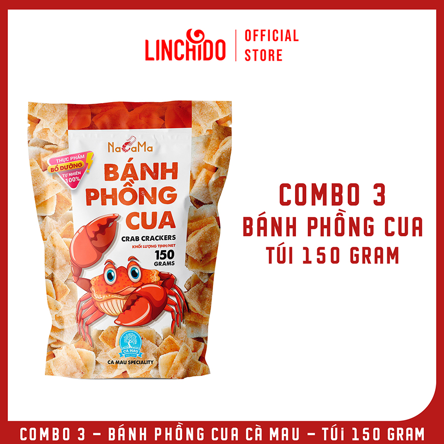 Combo 3 túi - Bánh phồng Cua Cà Mau - Túi 150 GRAM
