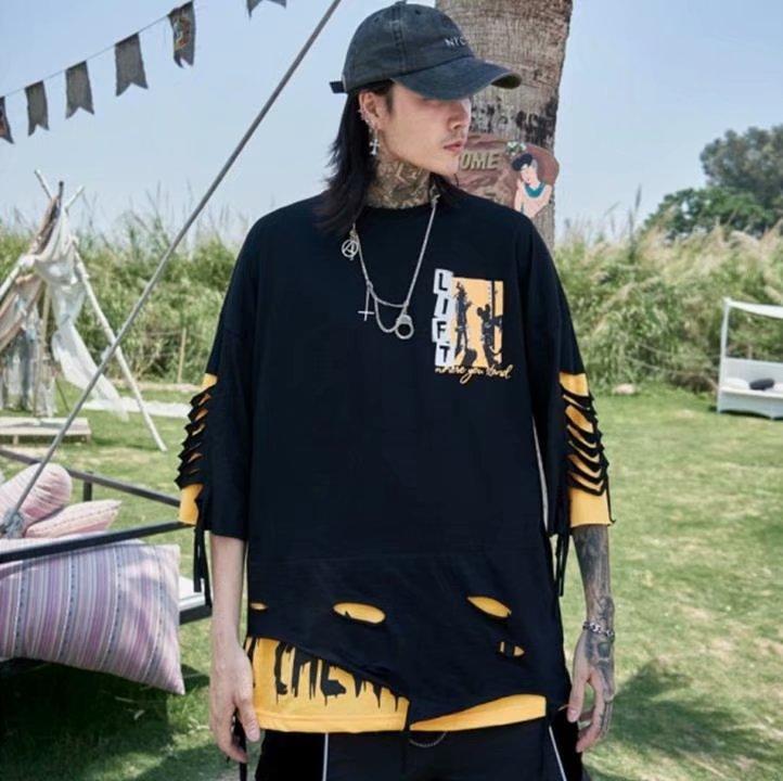 Áo Thun Ngắn Tay Form Rộng Phong Cách Năng Động Cá Tính Dành Cho Nam / Size S-3Xl