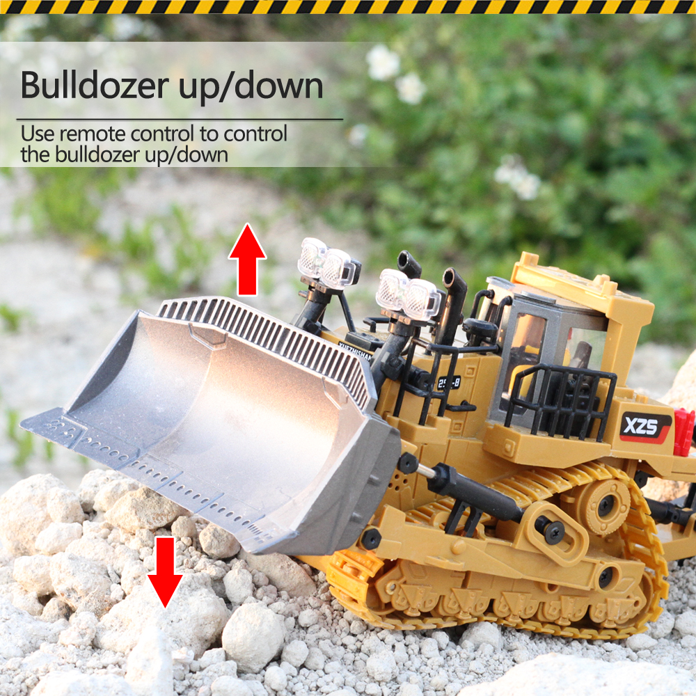 Xe ủi đất kim loại điều khiển từ xa 9 kênh BC1031 đồ chơi trẻ em 9 Channel Alloy Bulldozer / Xe công trình điều khiển từ xa cao cấp