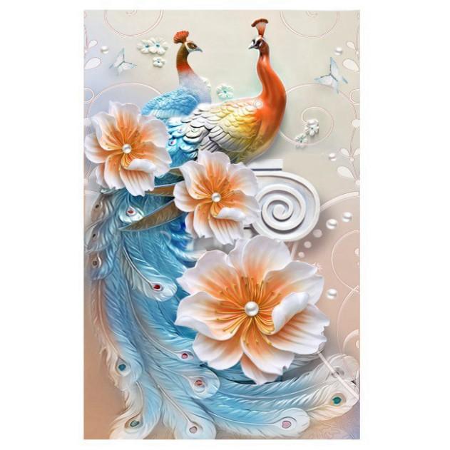 Tranh dán tường đôi chim công UD0526