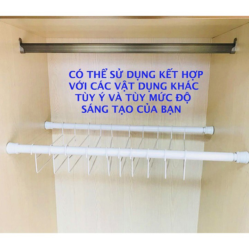 Thanh treo rèm cửa, rèm nhà tắm, thanh treo đa năng không khoan tường, không bắt vít, dễ dàng thay đổi vị trí ( loại đế tròn chuyên dùng cho đồ nhẹ như rèm cửa, khăn, quần áo, tủ quần áo, tạo vách ngăn giá kệ)