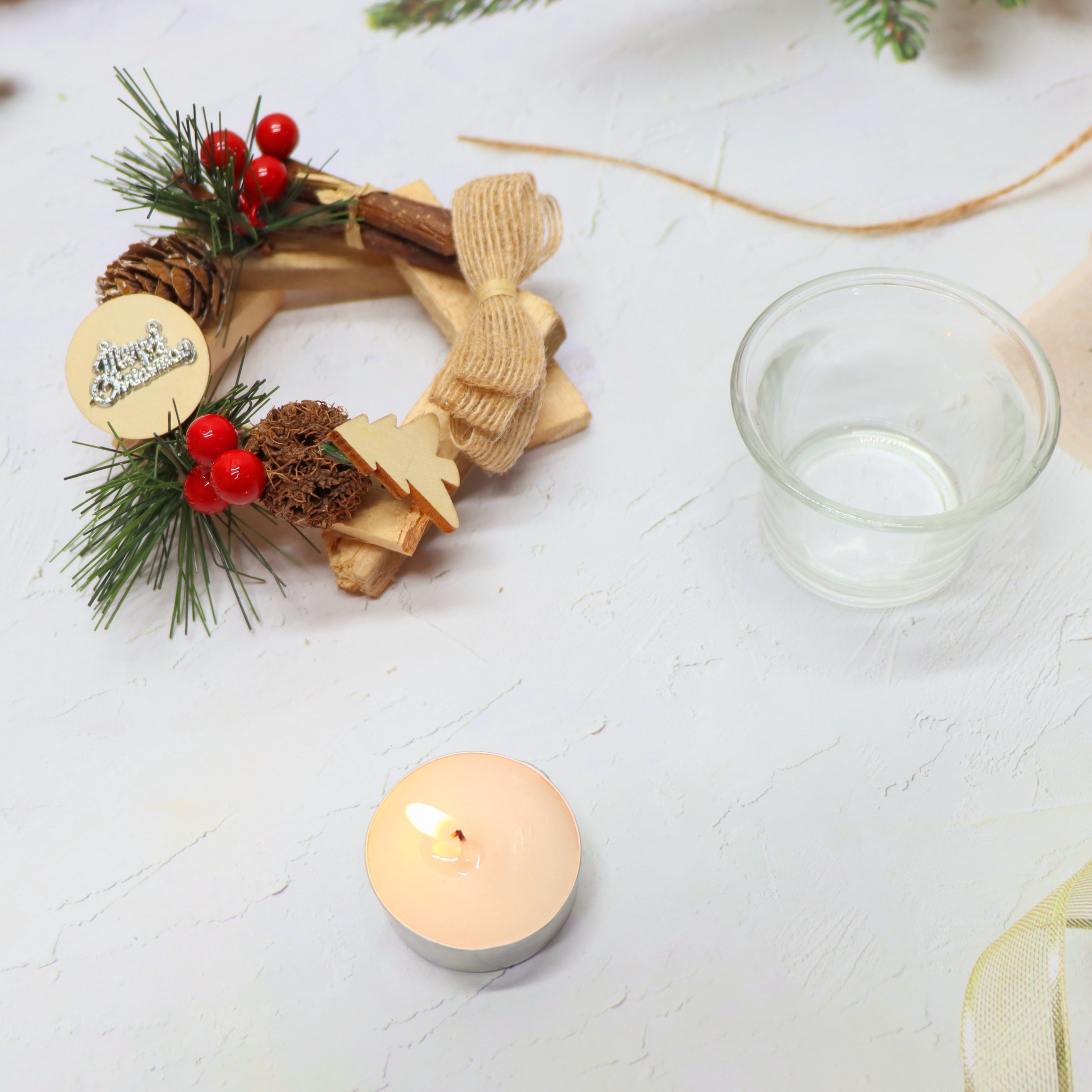 Nến Giáng Sinh NEN02 Để Bàn Trang Trí Noel – Mẫu GỖ VINTAGE