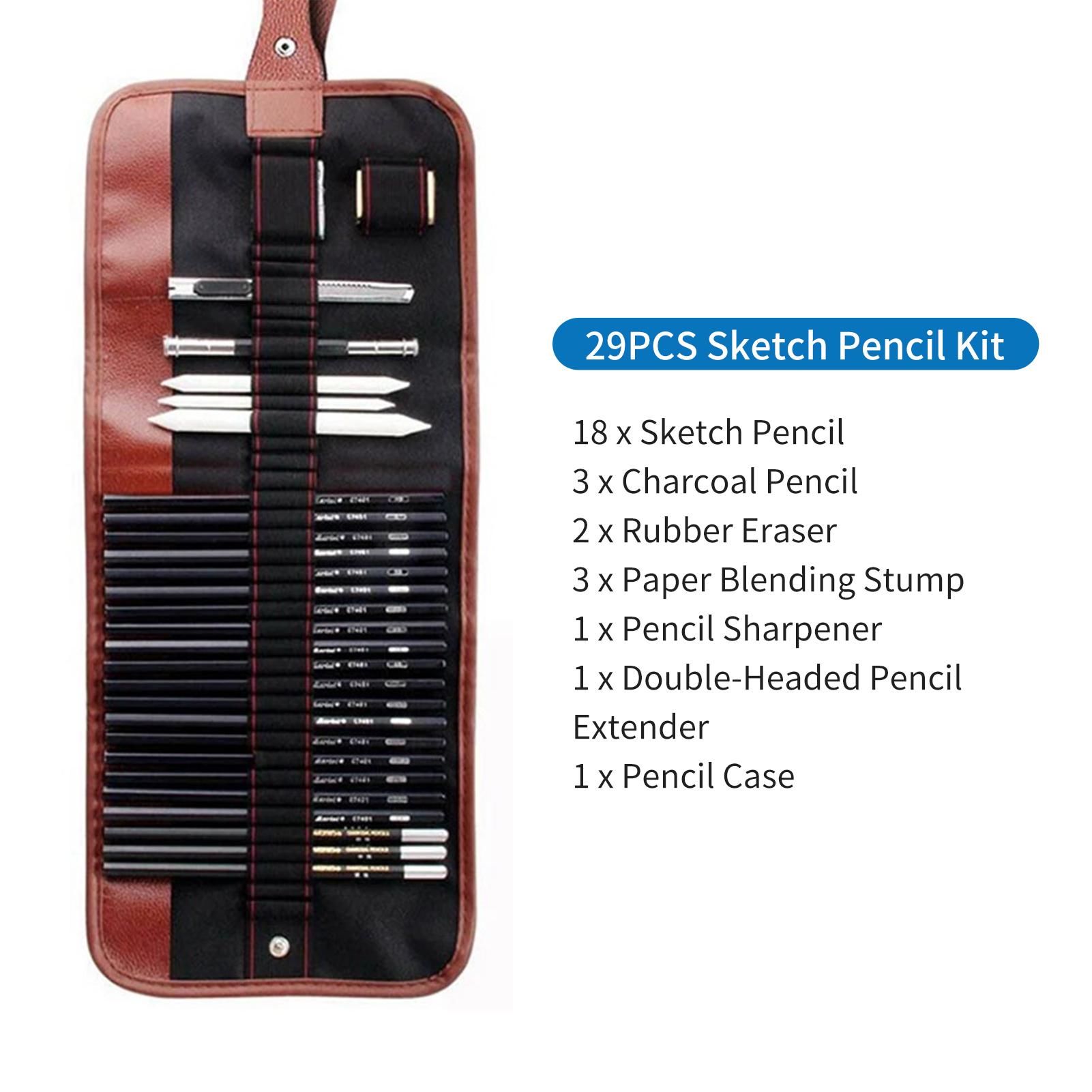 29/30PCS Pencil Set Draw Sketching Charcoal Pencil Art Professional Art Supplies with Storage Bag Portrait Drawing Tool