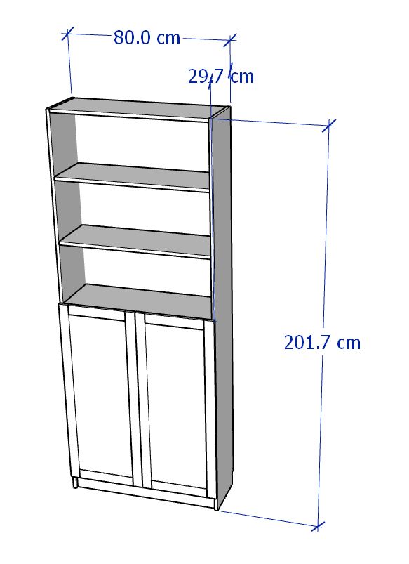 JELLY, Kệ sách 6 tầng cửa cổ điển, Phong cách Bắc Âu, 80x30x202cm